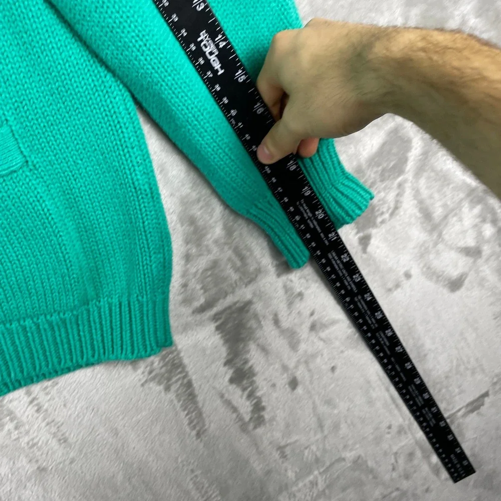 Vintage Pringle Cardigan Sweater Mens L Green Cotton V-Neck Button Front